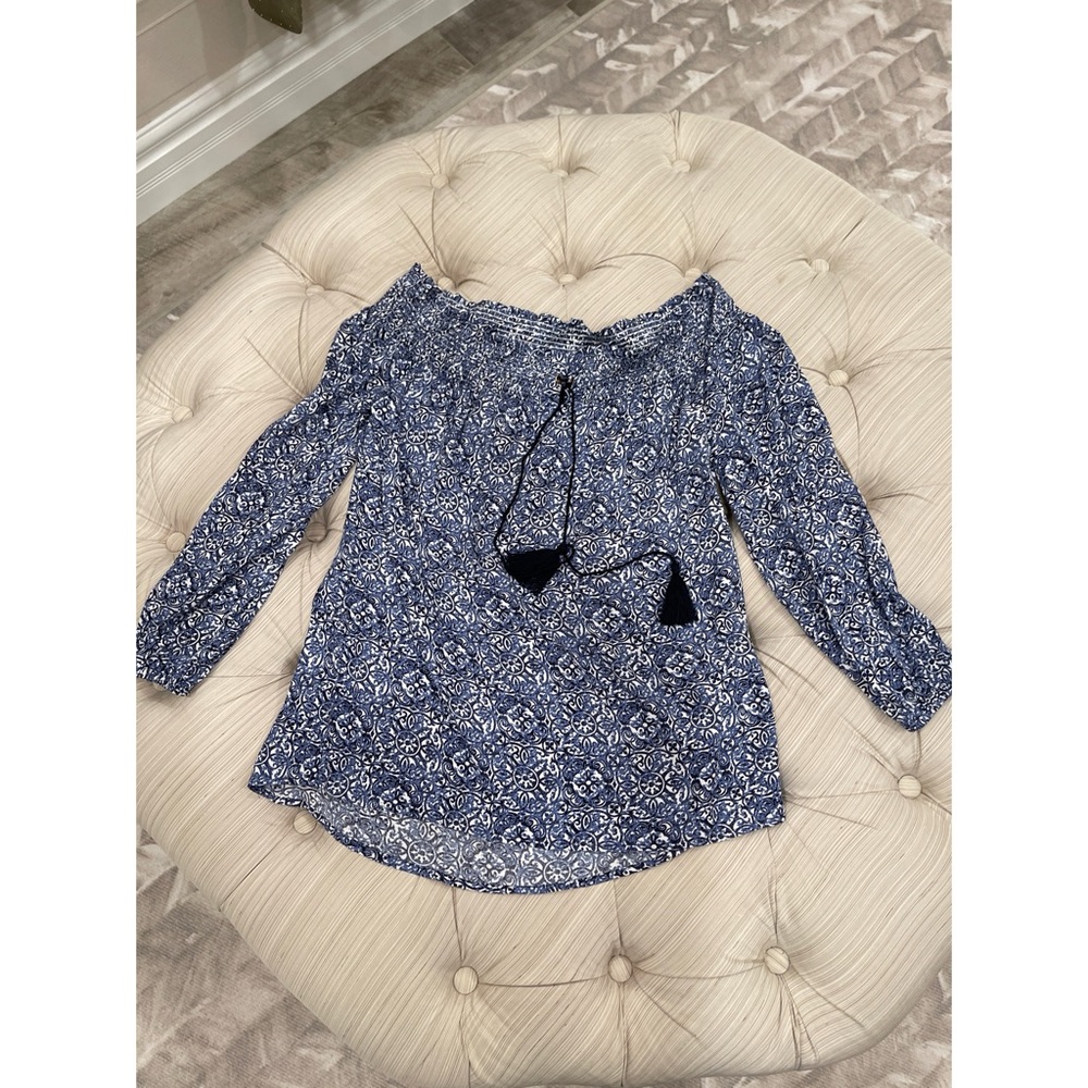 G.I.L.I. Off-the-Shoulder Long Sleeve Blouse Tunic